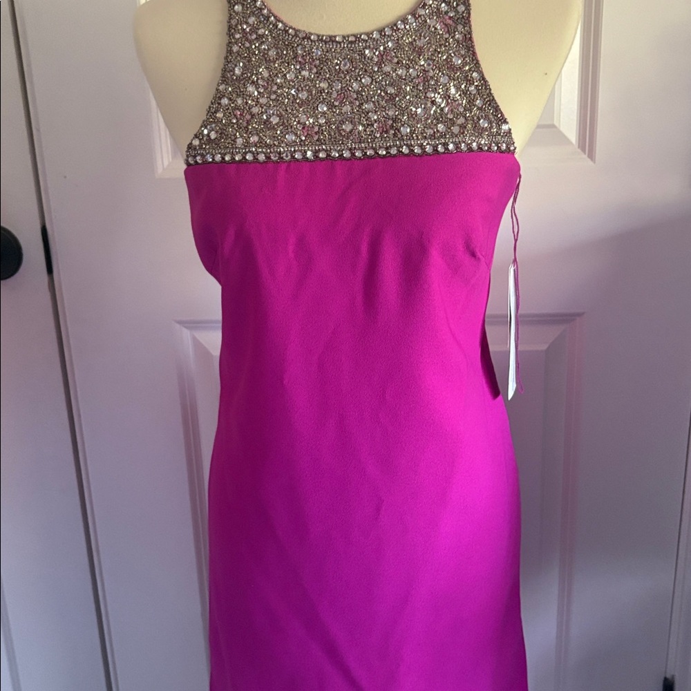 Aidan Mattox Berry Pink halter Sleeveless Aline Dress NWT size 4